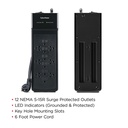 CyberPower B1206 - 3000 Joule Black Surge Protector with 12 Outlets and 6 ft Cord