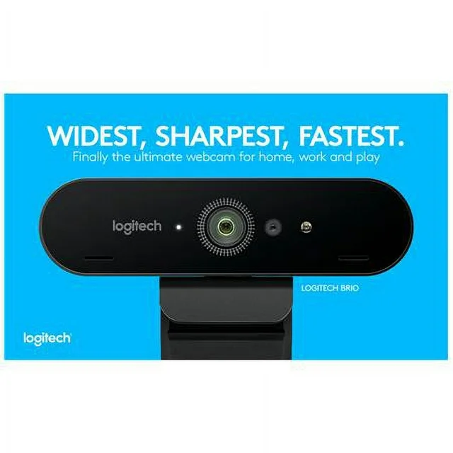 Logitech Brio 4K Webcam, Ultra 4K HD Video Calling, Noise-Canceling mic, HD Auto Light Correction, Wide Field of View, Works with Microsoft Teams, Zoom, Google Voice, PC/Mac/Laptop/Macbook/Tablet