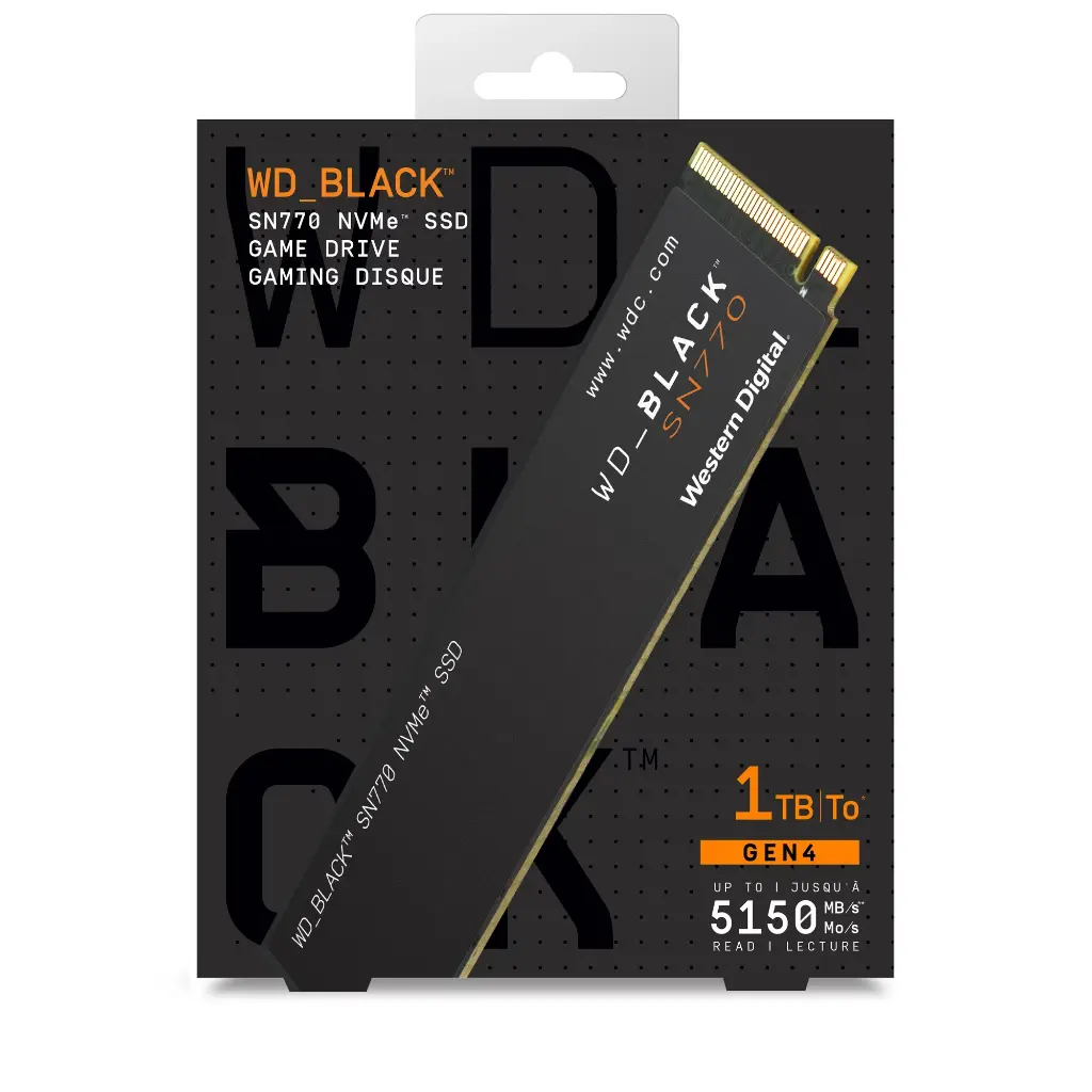 WD Black 1TB SN770 NVMe Internal Gaming SSD Solid State Drive - PCIe Gen4 , M.2 2280, up to 5,150 MB/s - WDBBDL0010BNC- WRWM