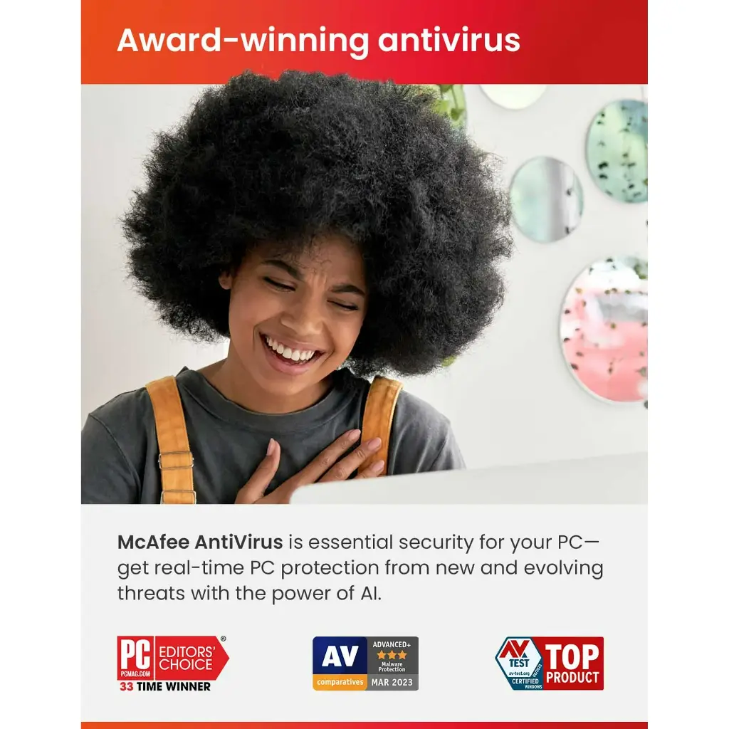 McAfee® AntiVirus Internet Security Software for 1 Device, Windows PC, 1-Year Subscription (Digital Download)