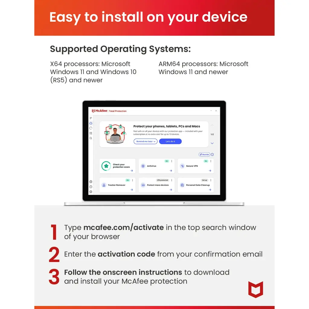 McAfee® AntiVirus Internet Security Software for 1 Device, Windows PC, 1-Year Subscription (Digital Download)