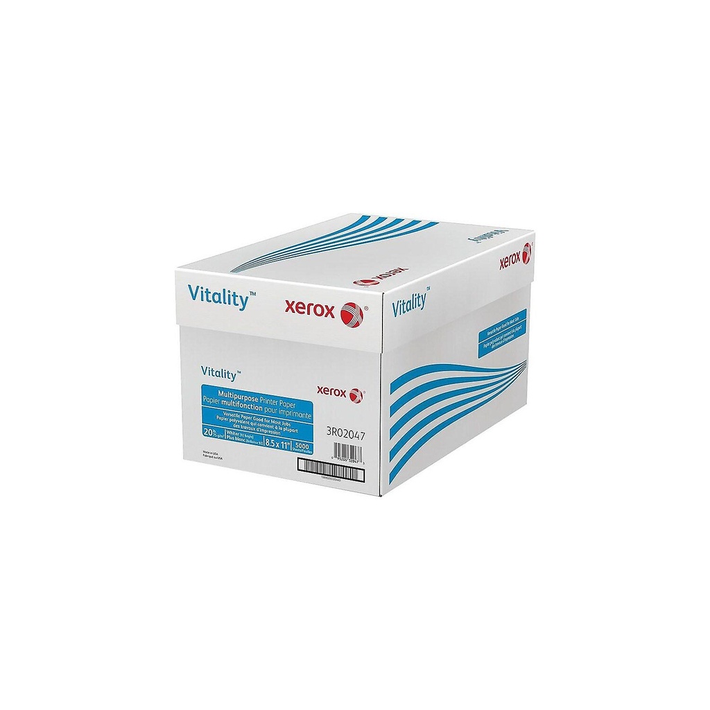 Xerox Vitality Multipurpose Printer Paper 8 1/2" x 11" White 5000 Sheets/CT 3R02047