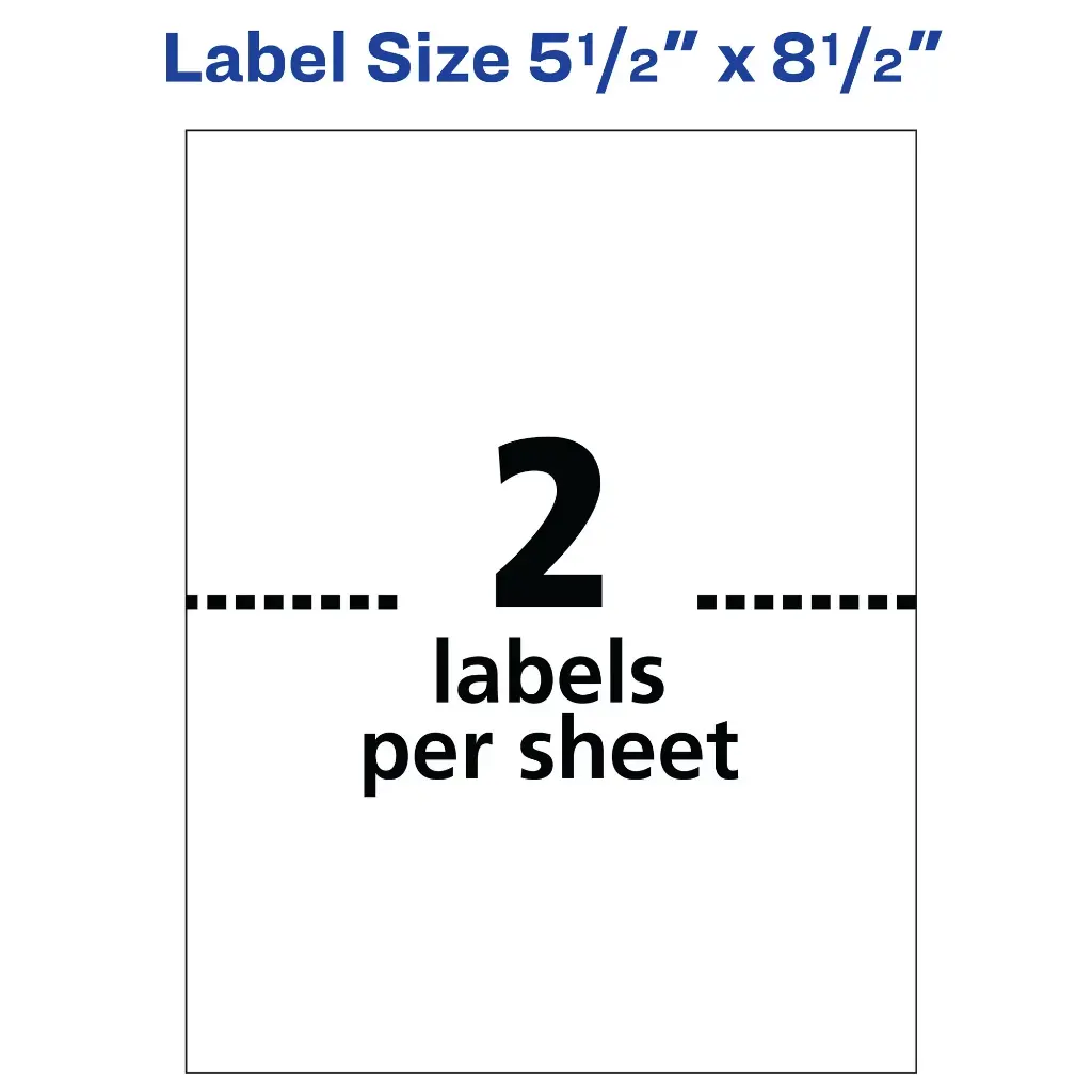 Avery Shipping Labels, 5.5 x 8.5, White, TrueBlock, Inkjet, 20 Labels (18126) 0.399 lb