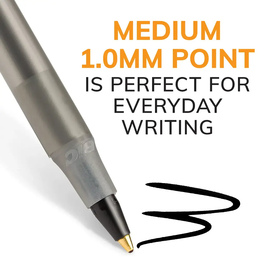 BIC Round Stic Xtra Life Ballpoint Pens, Medium Point, 1.0 mm, Black Ink, Pack of 60