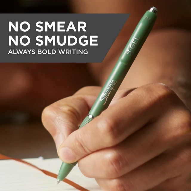 Sharpie S-Gel, Gel Pens, Medium Point (0.7mm), Green Barrel, Black Ink, 4 Count
