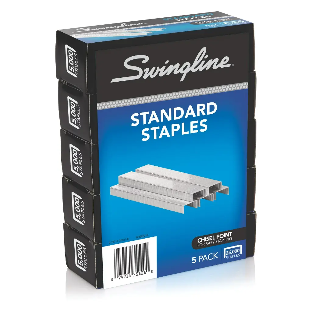 Swingline Standard Staples, 1/4" Length, 5,000 per Box, 5 Box Pack (S7035101)
