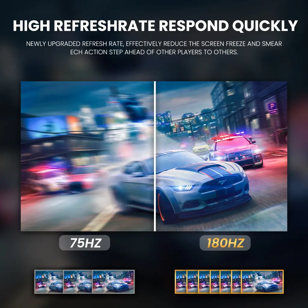 CRUA 24" 165Hz/180Hz Curved Gaming Monitor - FHD 1080P Frameless Computer Monitor, AMD FreeSync, Low Motion Blur,DP&HDMI Port, Black