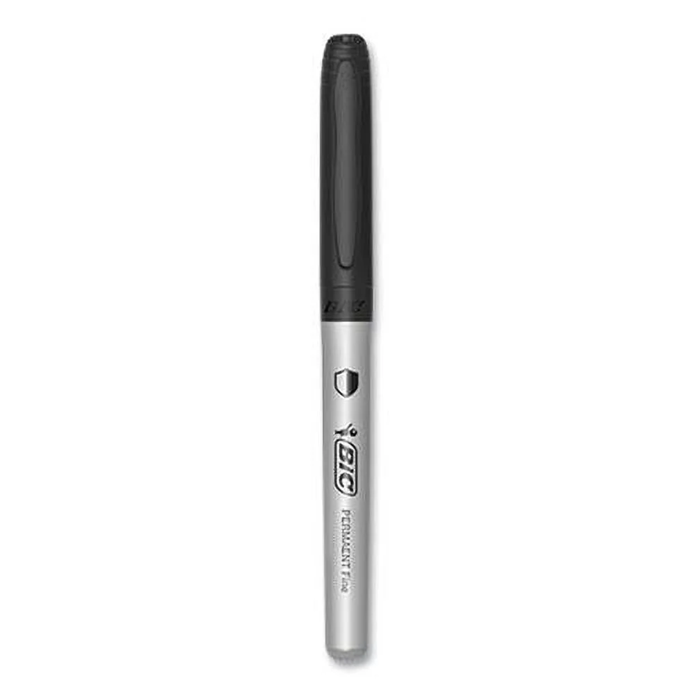 BIC® PrevaGuard Permanent Marker, Fine Bullet Tip, Black, 12/Pack GAPM11-BLK