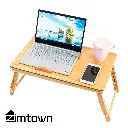 Zimtown Lap Desk 21" x 13", Nature Bamboo Folding Laptop Desk, Bed Tray Table for Computer, Adjustable Computer Notebook Desk Laptop Stand, Natural