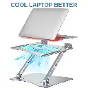 Laptop Stand for Desk, 10-17" Foldable Computer Stand Holder, Ergonomic Aluminum Laptop Holder, Adjustable Laptop Riser with Heat-Vent for Apple Mac / iPad / HP / DELL - Sliver