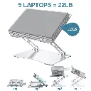 Laptop Stand for Desk, 10-17" Foldable Computer Stand Holder, Ergonomic Aluminum Laptop Holder, Adjustable Laptop Riser with Heat-Vent for Apple Mac / iPad / HP / DELL - Sliver