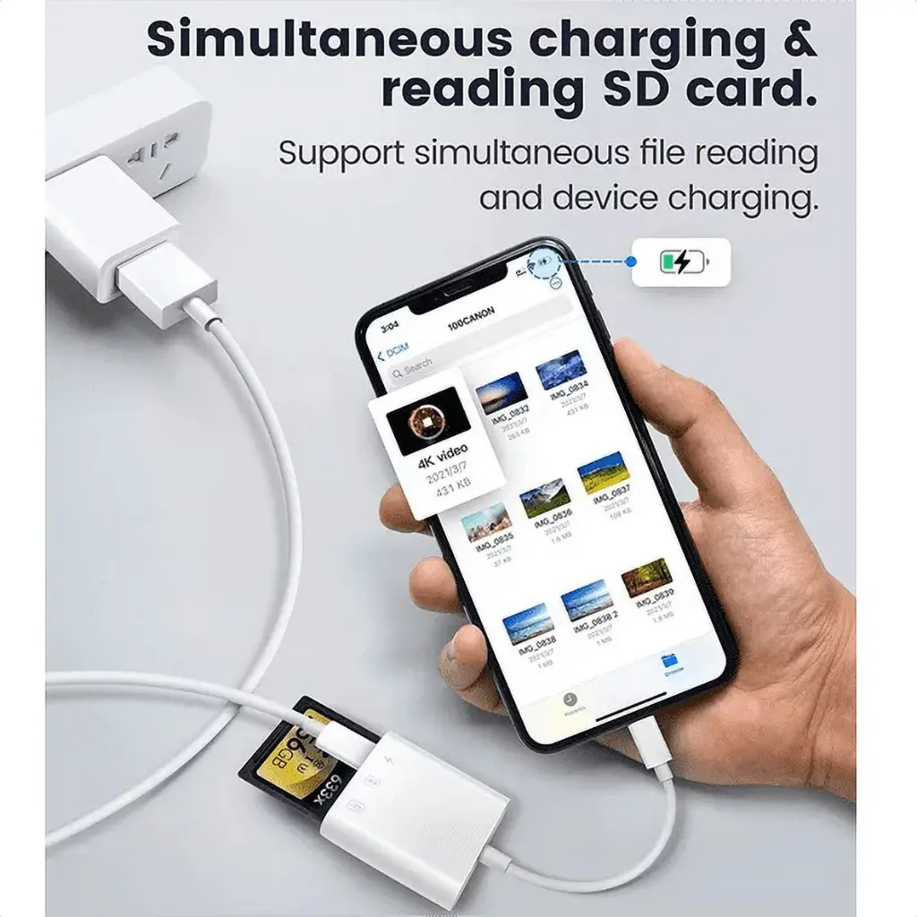 ZHANGHENG SD Card Reader for iPhone iPad,Trail Game Camera Micro SD Card Reader Viewer,SLR Cameras SD Reader with Dual Slot,Photography Memory Card Adapter,Plug and Play