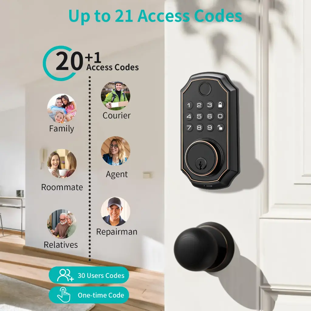 TOPVISION Smart Lock, Keyless Entry Door Lock, Fingerprint Deadbolt with Keypad, IP65 Weatherproof, Smart Deadbolt Lock for Home, Office(Black)
