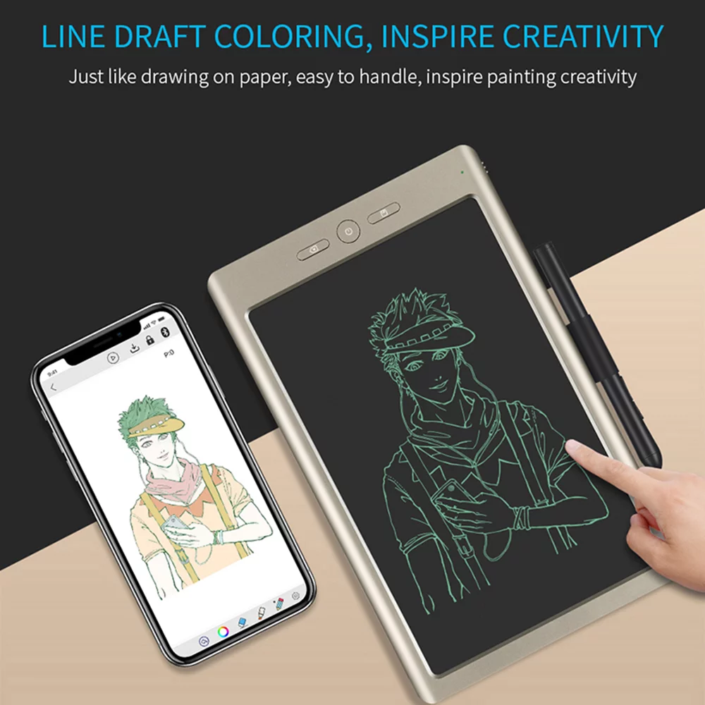 Ametoys 10’’ Smart Office Writing Pad Inspiration Sketchbook Drawing Note Pad with Stylus Pen for Hand-painting/Travelling Gold Bronze