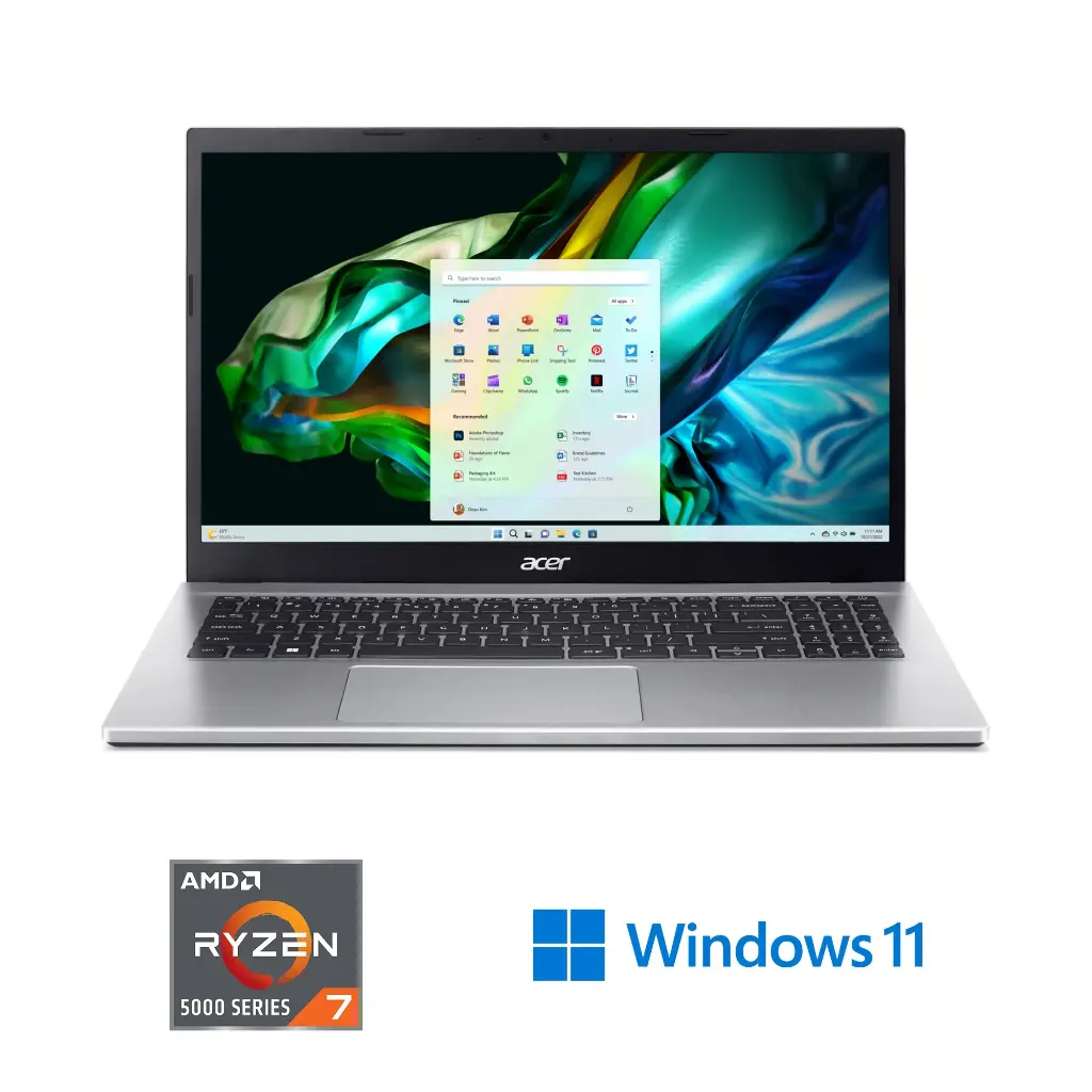 Acer Aspire 3 15.6 inch Laptop AMD Ryzen 7-5700U 16GB RAM 512GB SSD Pure Silver