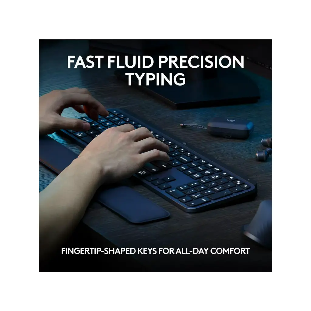 Logitech MX Keys S Wireless Keyboard, Low Profile, Fluid Precise Quiet Typing, Bluetooth, Black