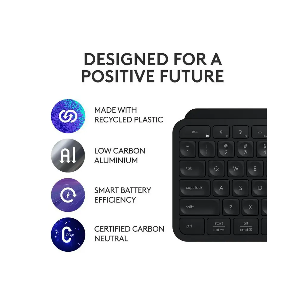 Logitech MX Keys S Wireless Keyboard, Low Profile, Fluid Precise Quiet Typing, Bluetooth, Black