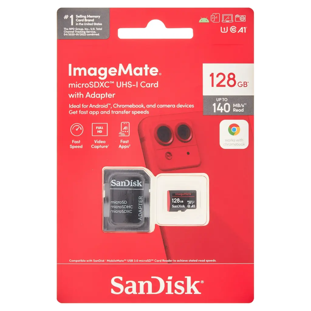 SanDisk 128GB ImageMate microSDXC UHS-1 - Up to 140MB/s - SDSQUA4-128G-Aw6ka