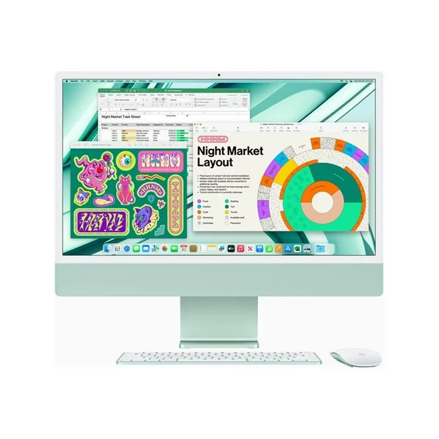 Apple iMac with 4.5K Retina display - All-in-one - M3 - RAM 8 GB - SSD 256 GB - M3 8-core GPU - 802.11ax (Wi-Fi 6E), Bluetooth 5.3 - WLAN: 802.11a/b/g/n/ac/ax (Wi-Fi 6E), Bluetooth 5.3 - Apple macOS Sonoma 14.0 - monitor: LED 24" 4480 x 2520 (4.5K) - keyboard: US - silver