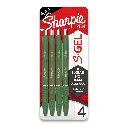Sharpie S-Gel, Gel Pens, Medium Point (0.7mm), Green Barrel, Black Ink, 4 Count