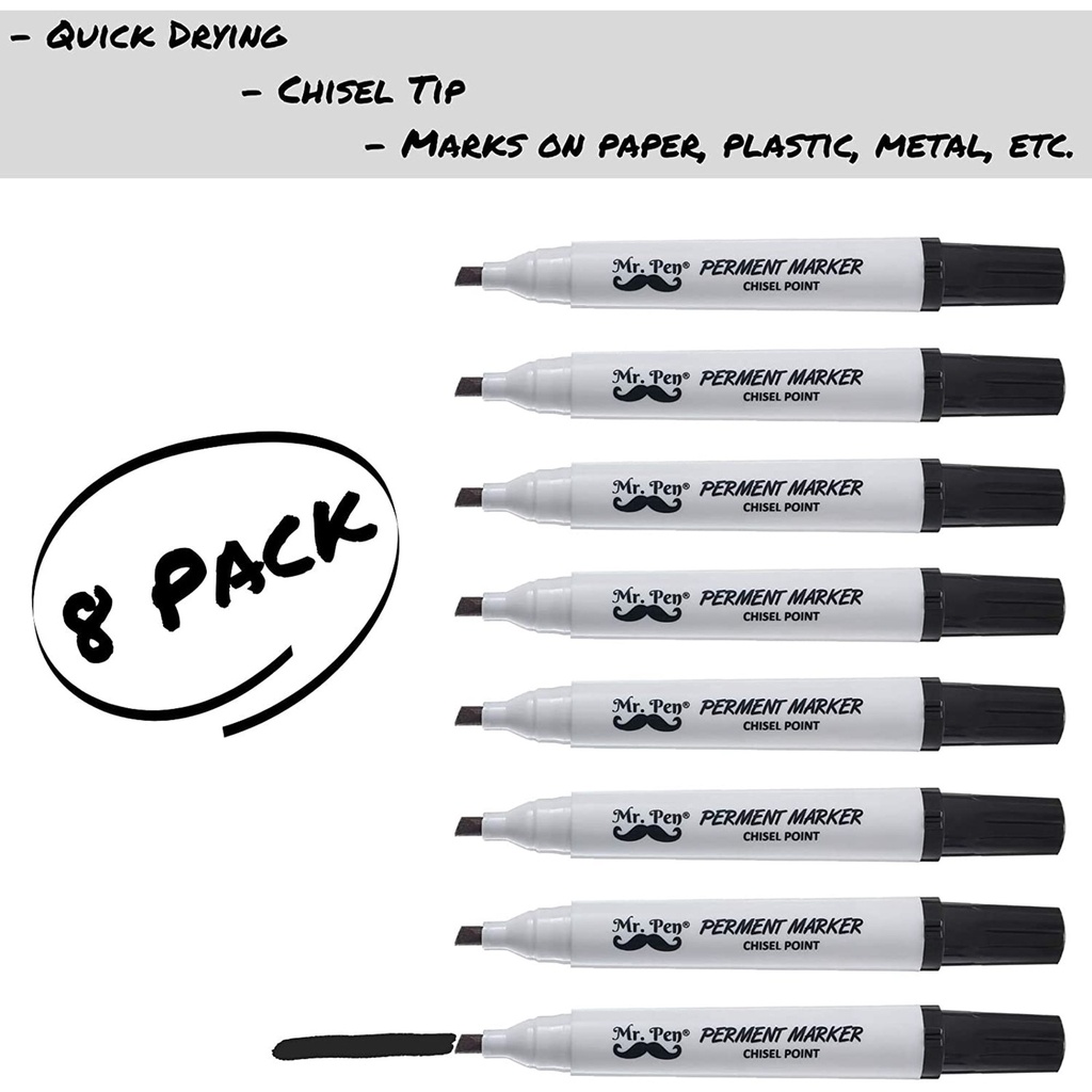 Mr. Pen- Black Permanent Markers, 8 Pack