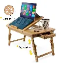 Zimtown Lap Desk 21" x 13", Nature Bamboo Folding Laptop Desk, Bed Tray Table for Computer, Adjustable Computer Notebook Desk Laptop Stand, Natural