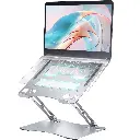 Laptop Stand for Desk, 10-17" Foldable Computer Stand Holder, Ergonomic Aluminum Laptop Holder, Adjustable Laptop Riser with Heat-Vent for Apple Mac / iPad / HP / DELL - Sliver
