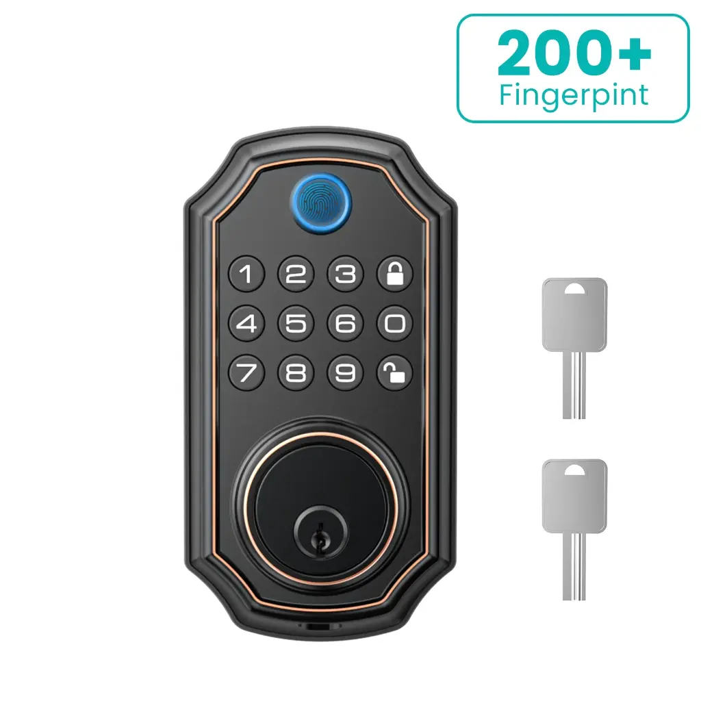 TOPVISION Smart Lock, Keyless Entry Door Lock, Fingerprint Deadbolt with Keypad, IP65 Weatherproof, Smart Deadbolt Lock for Home, Office(Black)