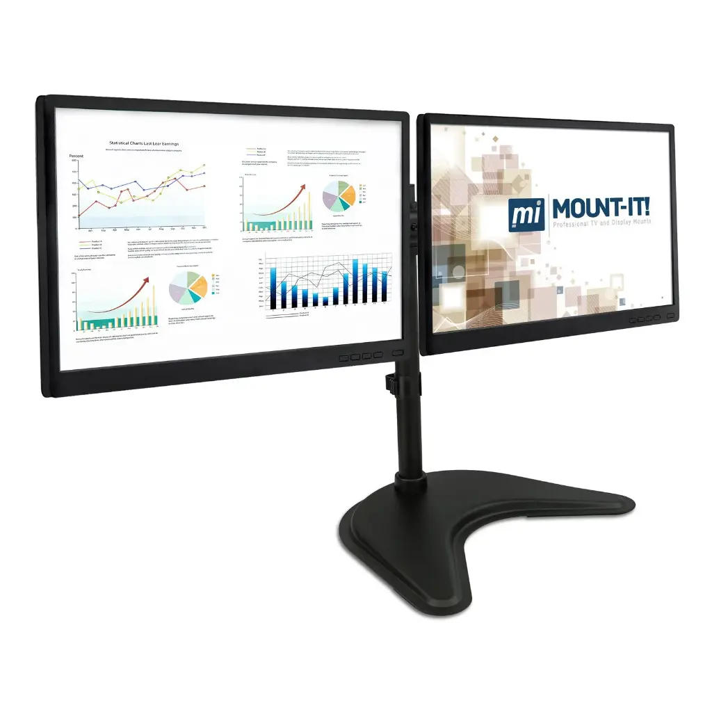 Mount-It! Dual Monitor Desk Stand, Fits Two 13-27 Inch Computer Screens
