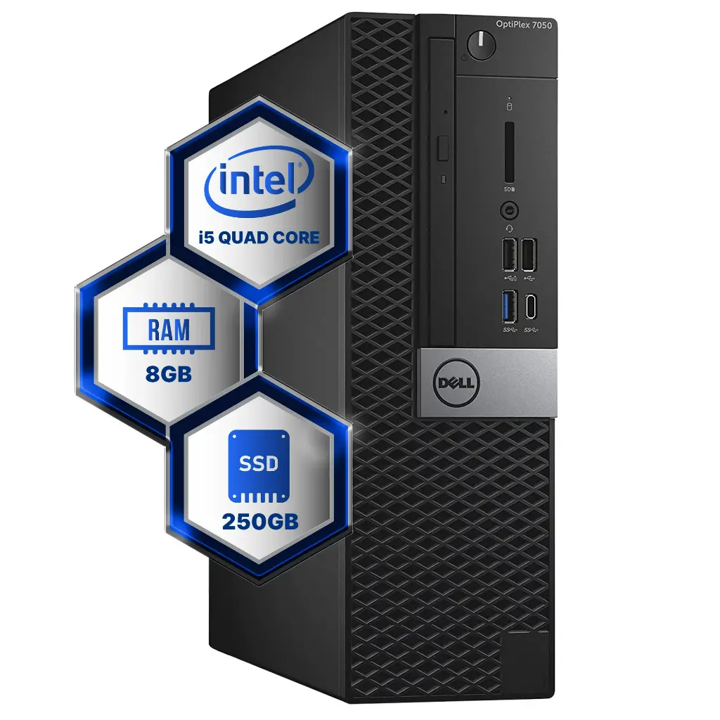 Dell Optiplex 7050 Desktop Computer | Quad Core Intel i5 (3.2) | 8GB DDR4 RAM | 256GB SSD Solid State | Windows 10 Professional | Home or Office PC