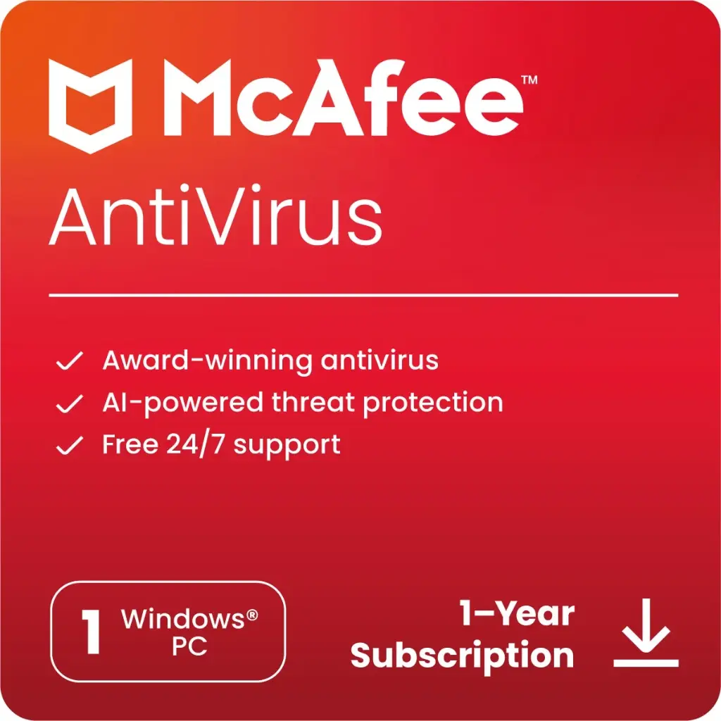 McAfee® AntiVirus Internet Security Software for 1 Device, Windows PC, 1-Year Subscription (Digital Download)